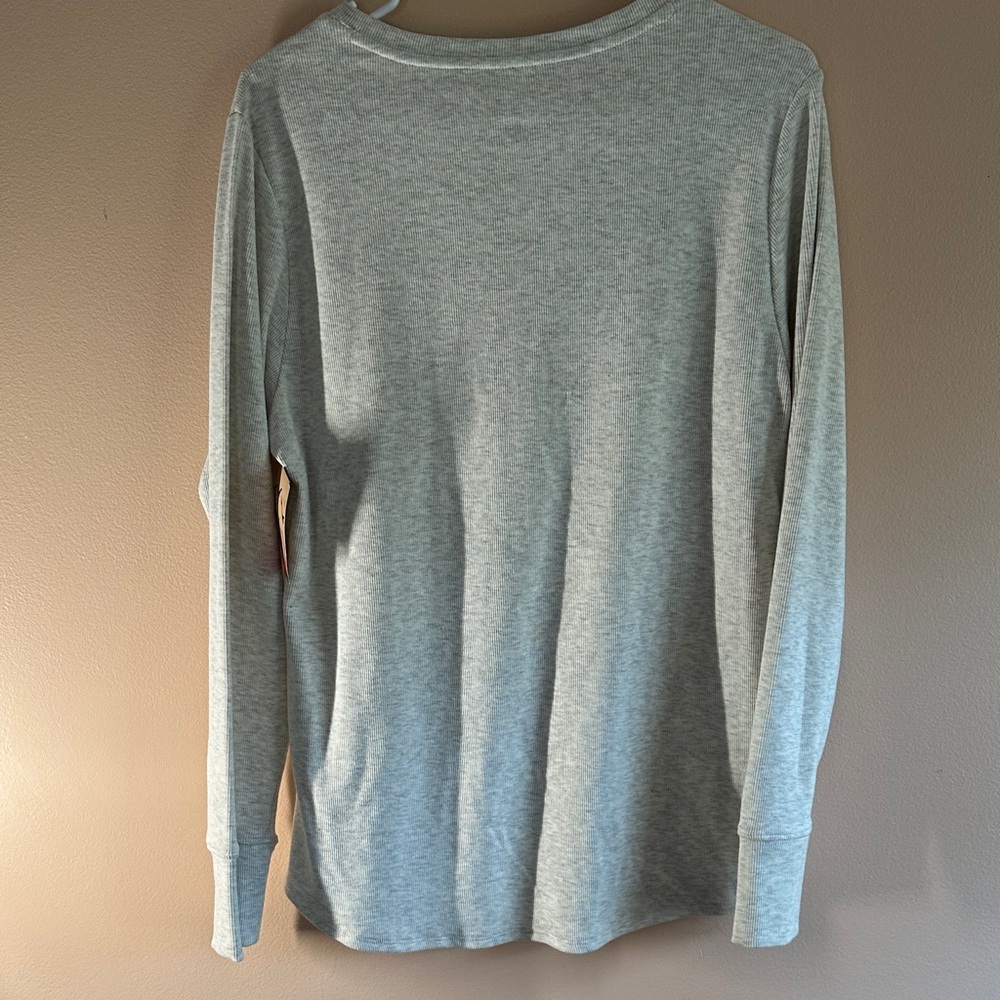 Heather Gray Long Sleeve Henley by Blue Mountain - Picture 8 of 8